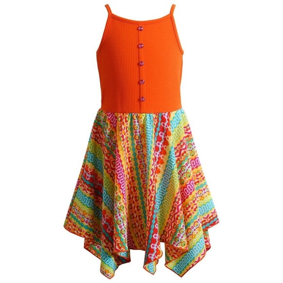 Youngland Other - Youngland Girls Handkerchief Hem Sun Dress Orange